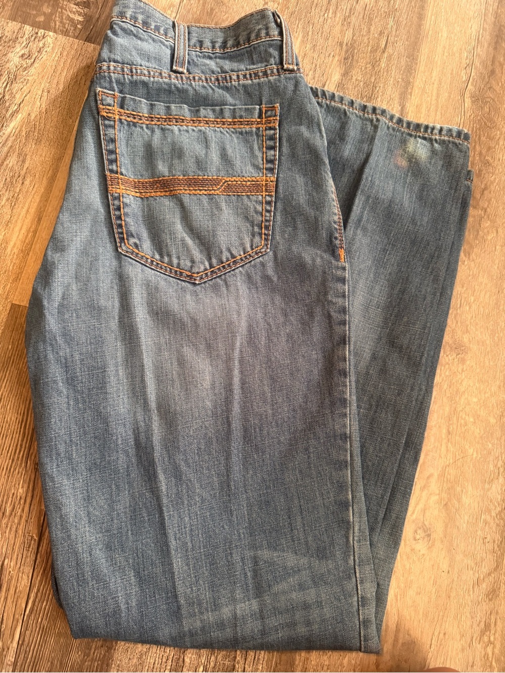 Cinch Men's Light Blue Denim Jeans with Tan Stitching